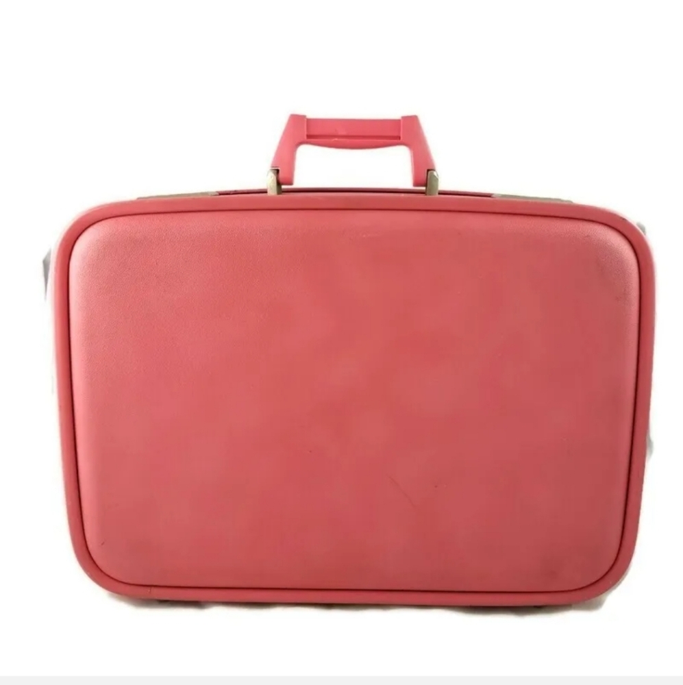 VTG Wheary Womens Ladies Pink Hardshell Luggage Travel Suitcase Mirror Inside